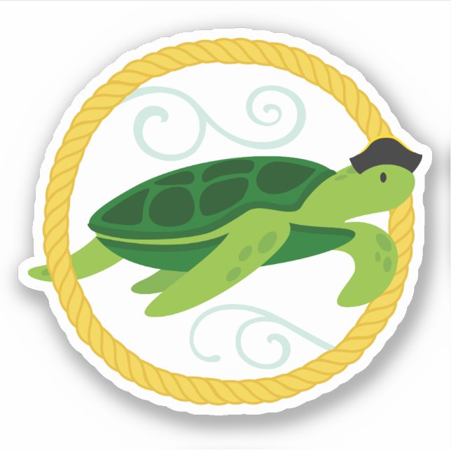 Sea Turtle Sealife Ocean Die Cut Sticker (Front)