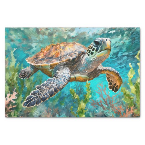 Sea Turtle Seaweed and Coral Decoupage Tissue Paper