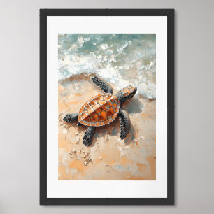Sea Turtle Series – Baby Turtle Hatchling Rush Framed Art