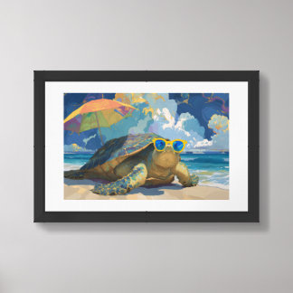 Sea Turtle Series – Beach Chill Vibes Painting Framed Art