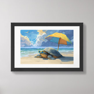 Sea Turtle Series – Breezy Beach Lounge Painting Framed Art