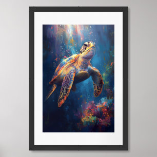 Sea Turtle Series – Ethereal Drift Painting Framed Art