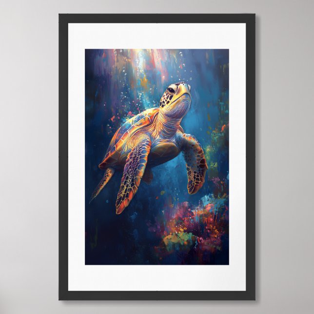 Sea Turtle Series – Ethereal Drift Painting Framed Art (Framed Front)