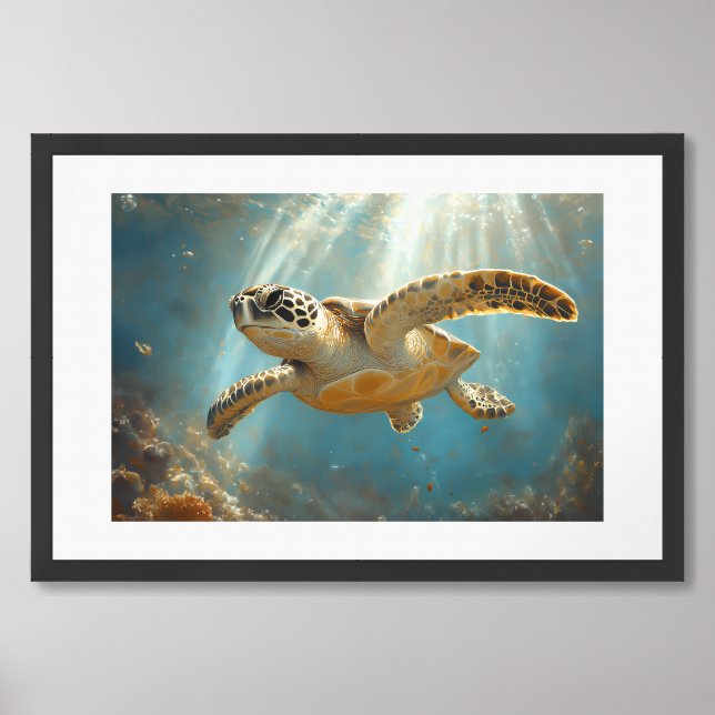 Sea Turtle Series – Serenity Beam Painting Framed Art (Framed Front)