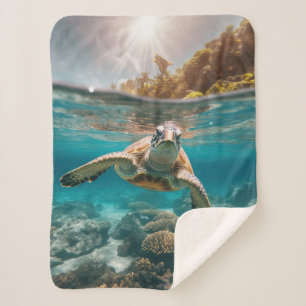 Sea Turtle Series Sherpa Blanket