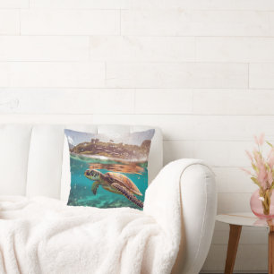 Sea Turtle Series Throw Pillow