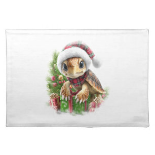 Sea Turtle Shirt Christmas Santa Hat Cloth Placemat
