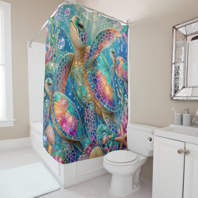 Sea Turtle Shower Curtain (In Situ)