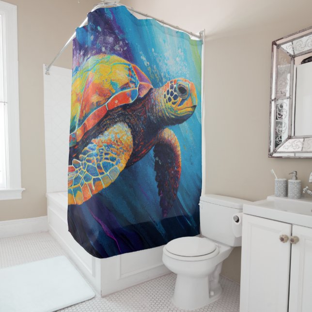 Sea Turtle Shower Curtain (In Situ)