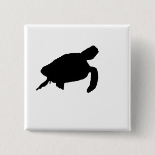 Sea Turtle Silhouette Button