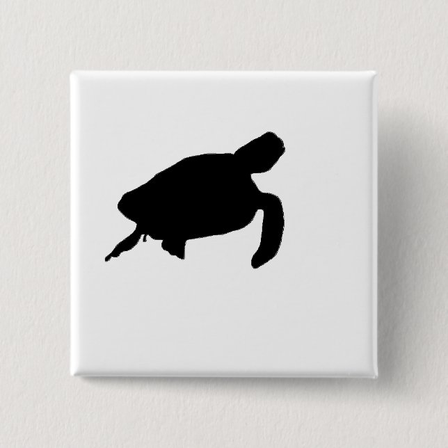 Sea Turtle Silhouette Button (Front)