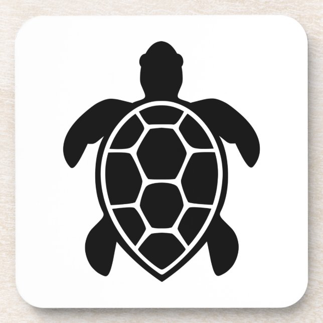 Sea Turtle Silhouette Minimalist Beverage Coaster (Front)