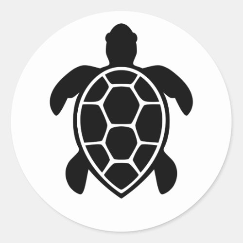 Sea Turtle Silhouette Minimalist Classic Round Sticker