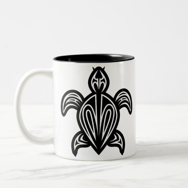  Sea turtle silhouette Two-Tone Coffee Mug (Left)