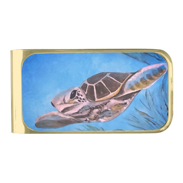SEA TURTLE SILVER/Gold FINISH MONEY CLIP (Front)