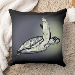 Sea Turtle Spirit Animal Original Art Throw Pillow