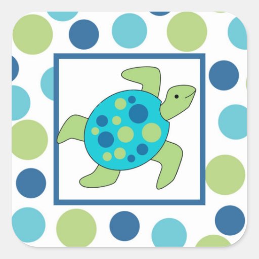 Sea Turtle Square Sticker | Zazzle