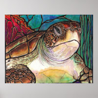 Stained Glass Sea Turtle T-Shirt - Island Reef