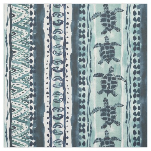 SEA TURTLE STRIPE Boho Coastal Fabric