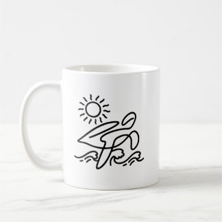 Sea Turtle Sun Beach Vacation Minimalist Line Art Coffee Mug