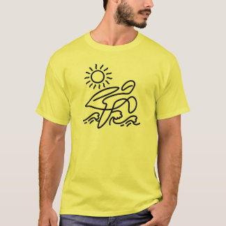 Sea Turtle Sun Beach Vacation Minimalist Line Art T-Shirt