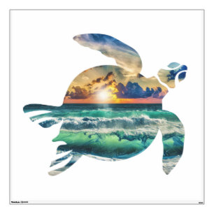 Sea Turtle Sunset Beach Wall Decal