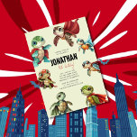 Sea Turtle Superhero Kids Birthday Invitation