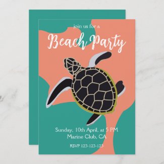 Sea Turtle Swimming Beach Party