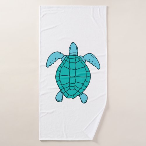 Sea Turtle Swimming Drawing Bath Towel
