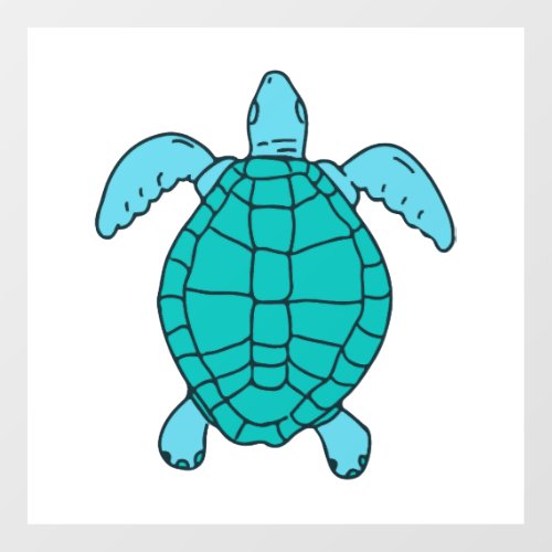 Sea Turtle Swimming Drawing Floor Decals