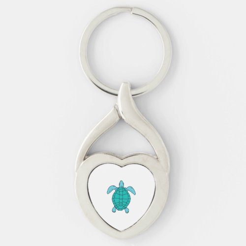 Sea Turtle Swimming Drawing Keychain