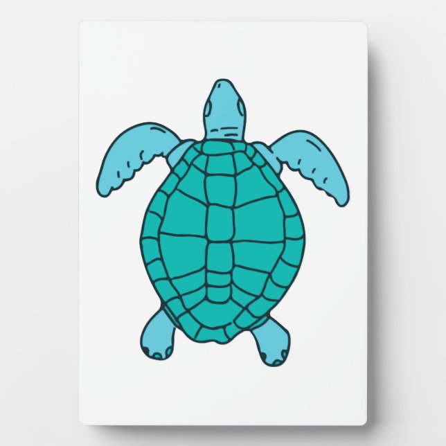 Sea Turtle Swimming Drawing Plaque (Front)