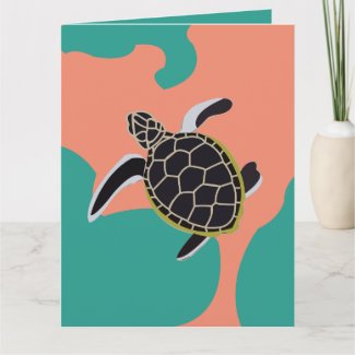 Sea Turtle Swimming Greeting