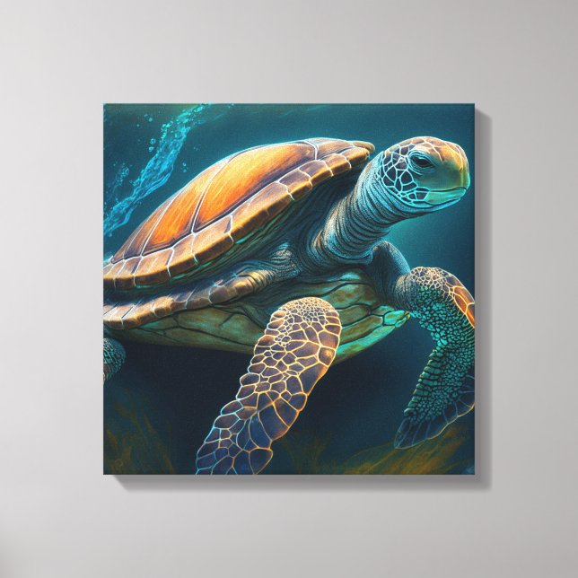 Sea Turtle Swimming in the Ocean Canvas Print (Front)