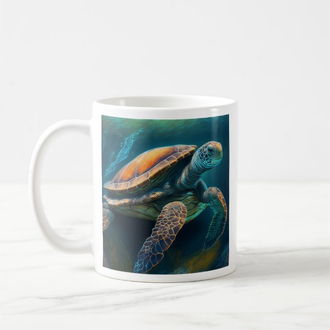 Sea Turtle Swimming in the Ocean Coffee Mug (Left)