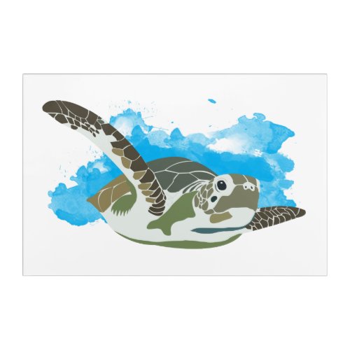 Sea Turtle Swimming in Watercolor Design Acrylic Print
