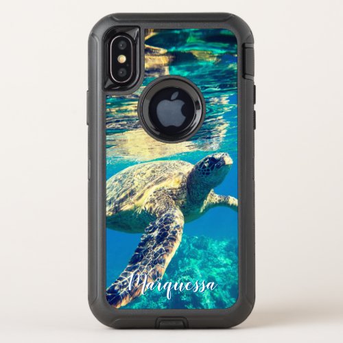 Sea Turtle Swimming Near Reef OtterBox Defender iPhone X Case