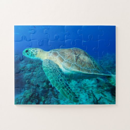 Sea Turtle Swimming Small Jigsaw Puzzle