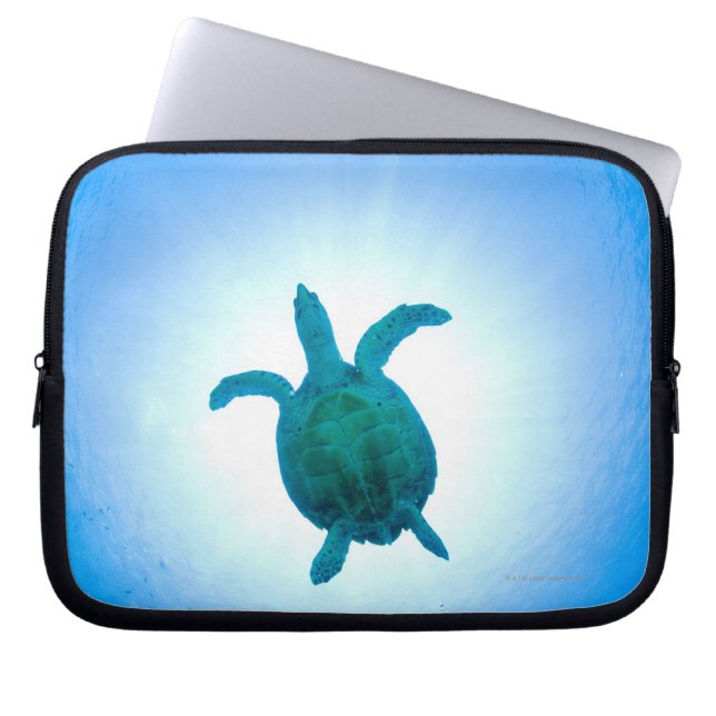 Sea turtle swimming underwater laptop sleeve (Front)