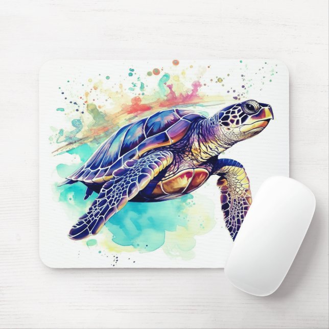 Sea Turtle Swimming watercolor painting Mouse Pad (With Mouse)