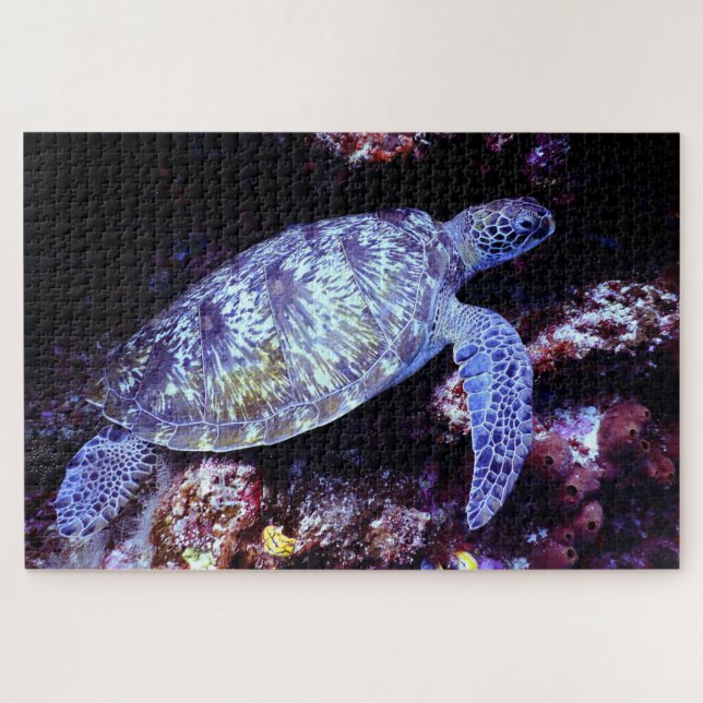 Sea Turtle Swimming with Live Coral Jigsaw Puzzle (Horizontal)
