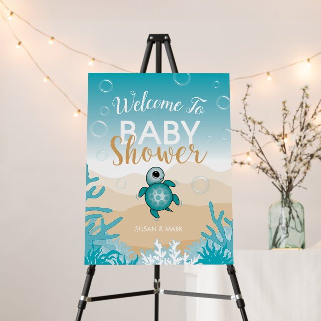 Sea turtle theme Baby Shower Welcome Sign (In Situ (Stand))