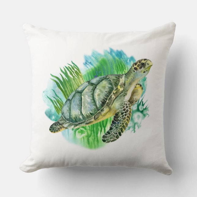 Sea Turtle Throw Pillow (Front)