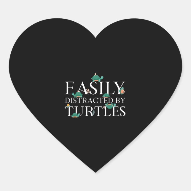Sea Turtle Tortoise Easily       Heart Sticker (Front)