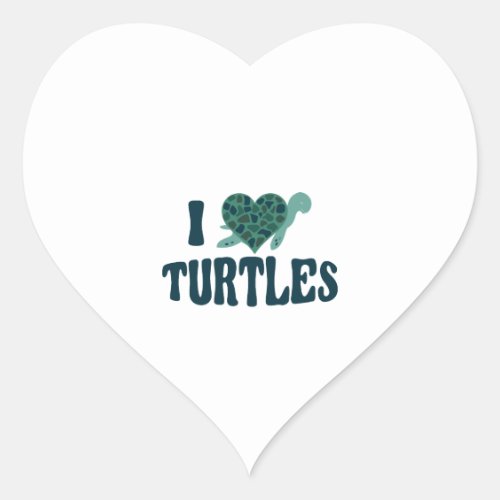 Sea Turtle Tortoise Heart I Love Heart Sticker