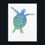 Sea Turtle Tortoise Protect the Planet Green Blue Postcard<br><div class="desc">Check out this lovely art,  hand made by me for you! Feel free to add your own text or change the colors. Visit my shop for more!
If you'd like something custom please get in touch,  my contact info is in my shop page.</div>