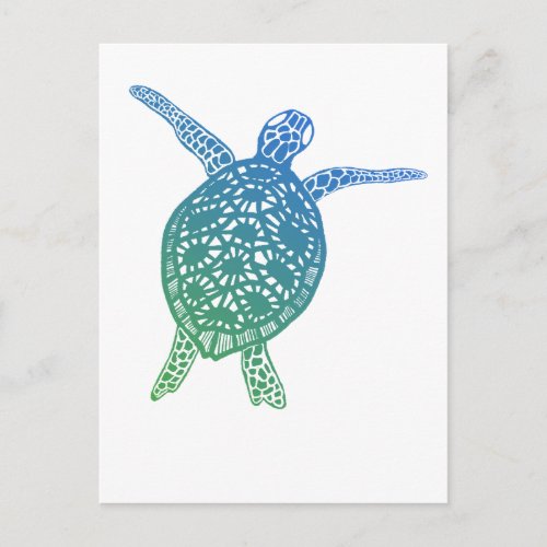 Sea Turtle Tortoise Protect the Planet Green Blue Postcard