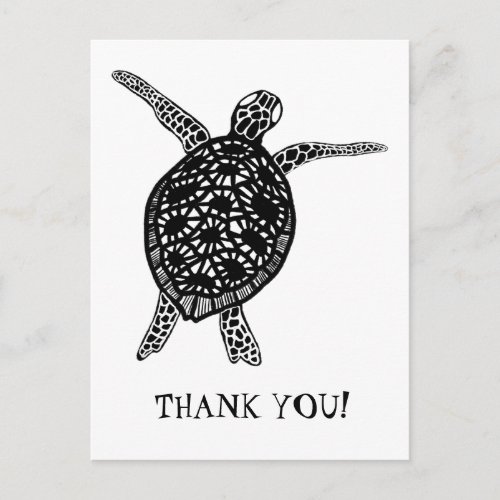 Sea Turtle Tortoise THANK YOU Postcard