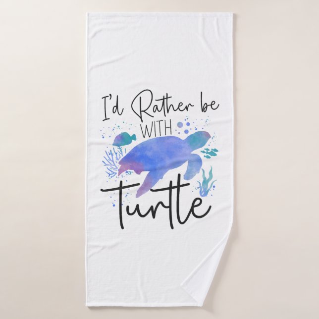 Sea Turtle Tortoise Watercolor I'd Bath Towel (Bath Towel)