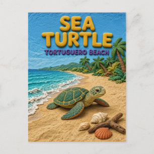 Sea Turtle Tortuguero Beach Modern KlayKoo Postcard